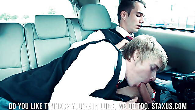 TWO SCHOOLBOYS SUCK OFF IN A SUPERMARKET CAR-PARK HD