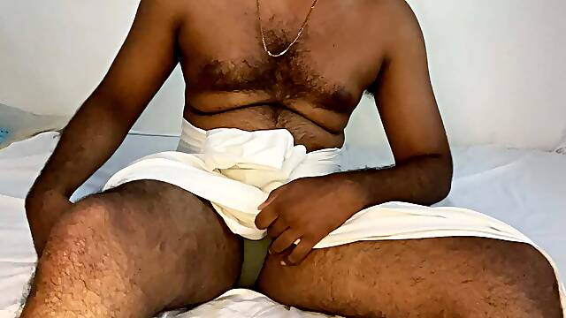 Kerala Bank Manager Daddy White Sarong and Hairy Body