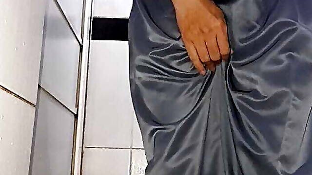 Asian Crossdresser Masturbating and Cum Wearing Slippery School Girl Uniform