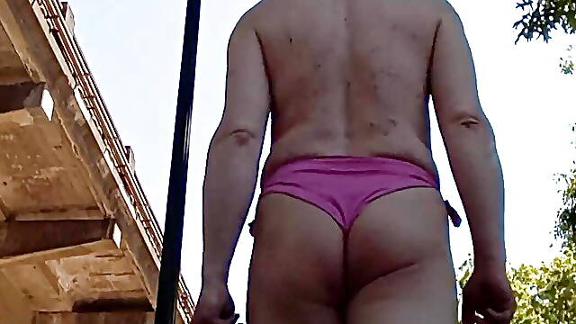 Downtown in a bikini