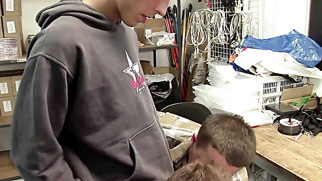Threesome fuck in warehouse with hot and sexy horny gays
