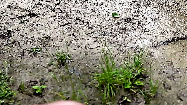 Cum at the Lake in the rain