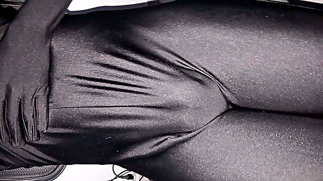 Have Fun in Black zentai suit at home