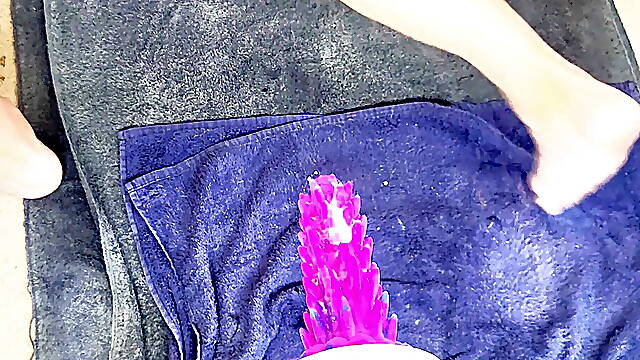 Sloppy and loud first ride on a new spiked dildo!