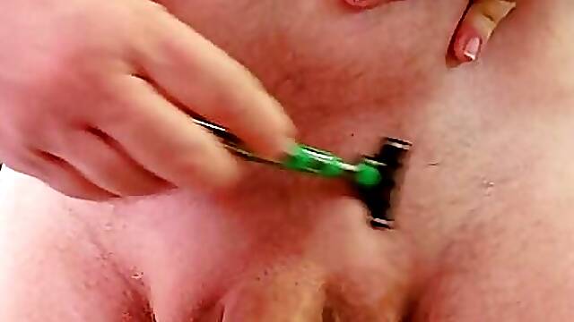 Shaving cock, pubis and balls