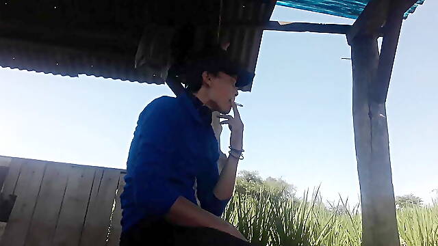 In the rice field, petan, pee, showing a dick being penetrated