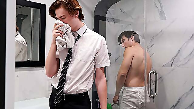 Missionary Boy Catches His Elder Sniffing His Boxers While Stroking His Cock