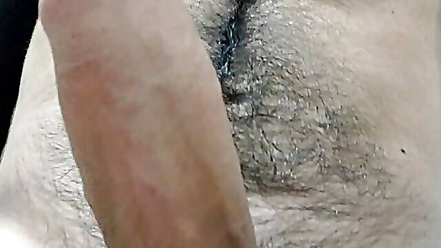 Masturbating around my room, 20 centimeter fat and hairy penis.