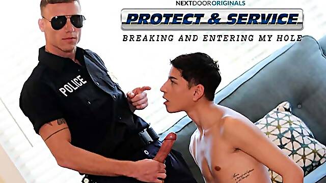 Hunk Cop Calms Scared Jock wt His Cock - NextDoorStudios
