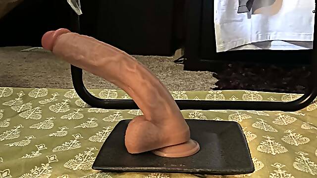 Pouncing on a 12inch Dildo