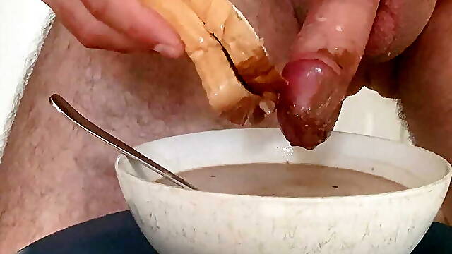 Nutella, milk and dick breakfast food