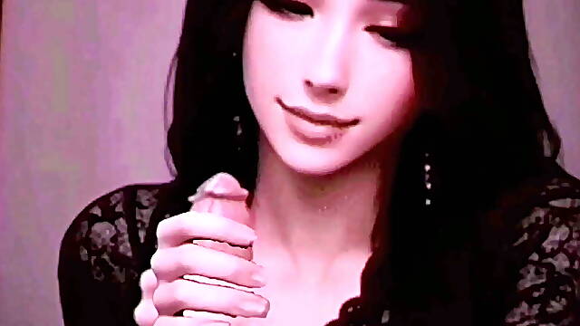 Cute handjob with moaning.