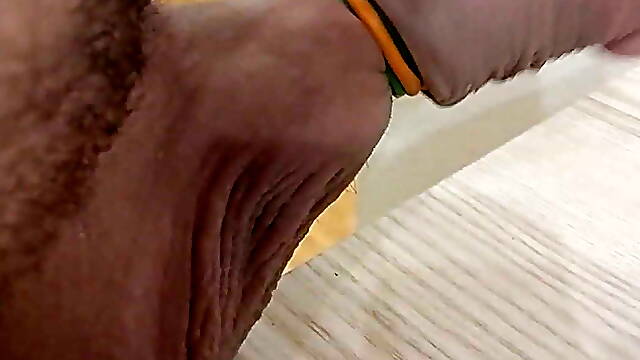 Cumming with limp cock banded with 10 bands