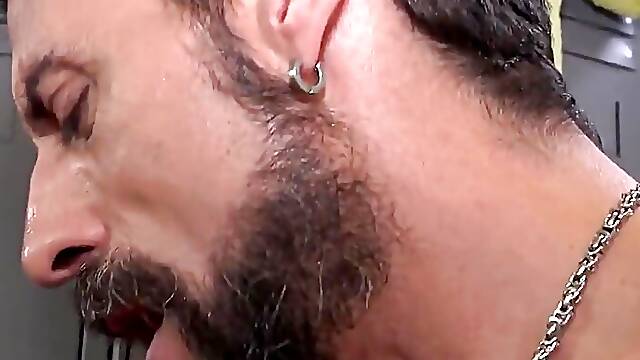 Locker room DILFS fuck Latino 21yo ass in public place 3way