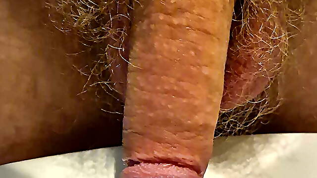 Compilation of my hairy cut cock hanging, flapping, pissing and cumming