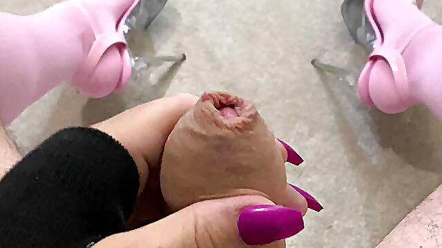 Rubbing my cock in platform heels, join me?