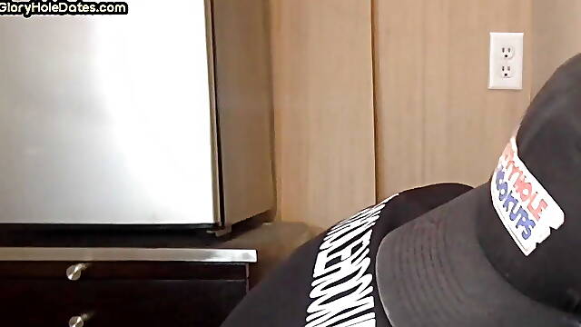 Gaydaddy adores sucking gloryhole hard cock at his home