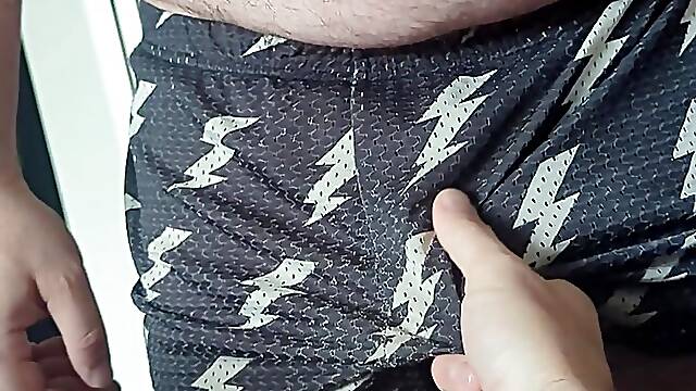 Playing with my husbands softie in his gym shorts
