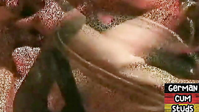 German amateur masked bottom gangbang fucked in sling