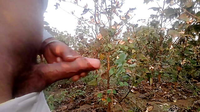 Big Black Cock Indian Man Outdoor