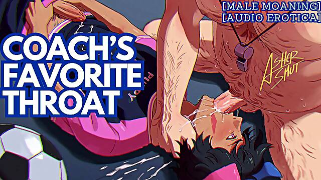 Player blowing his coach after practice Dirty Talk Audio and Deep Throat ASMR