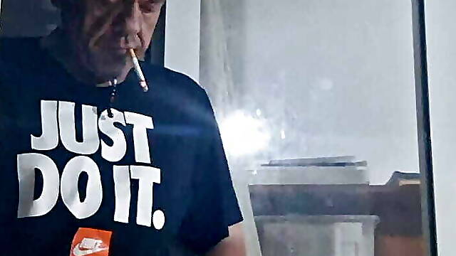 Smoke my cigarette by the living room window and oops want to pee:)