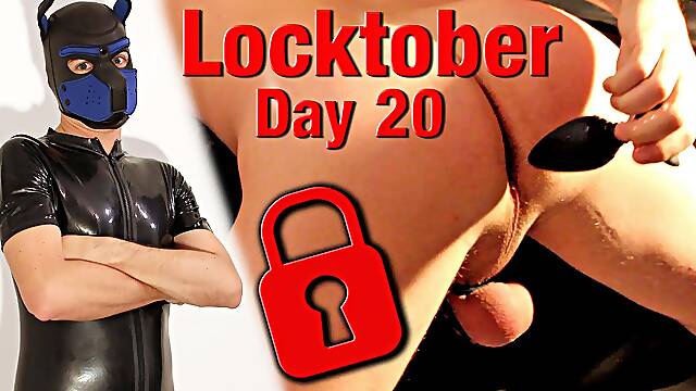 Locktober Day 20 - Rubber Puppy Enjoying a Vibrating Buttplug