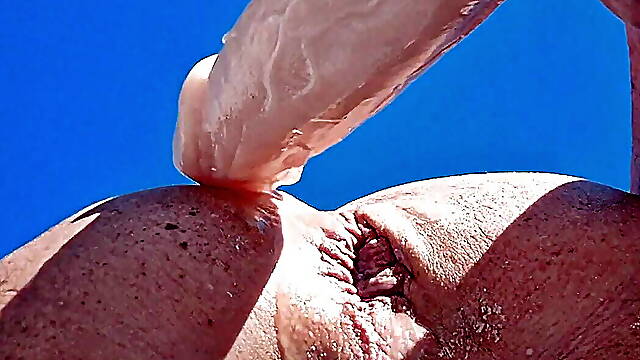 Closeup of me taking my Big Ben to the balls at the Beach