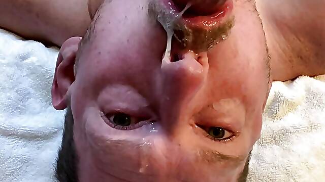 Extreme gagging and spitting sloppy deep throat dildo faggot humiliation