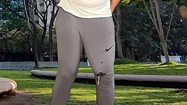 Publuc cum in grey sweatpants