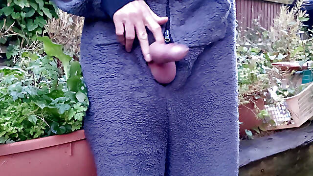 Big Cock Outdoor Edging Cum Flowing Onesie Wank for the Neighbours - Rockard Daddy
