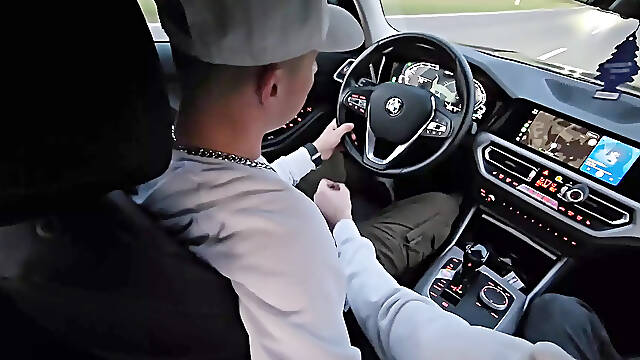 Raw Gay Blowjob - My Bitchs Mouth on My Cock While I Drive