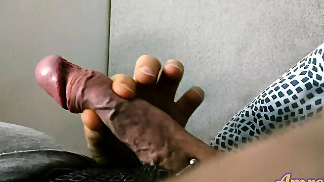 Morning erection and jerk off with cum on the table.