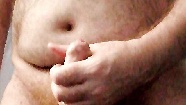 UK Hairy Daddy Bear Wanking in Red Lonsdale Briefs