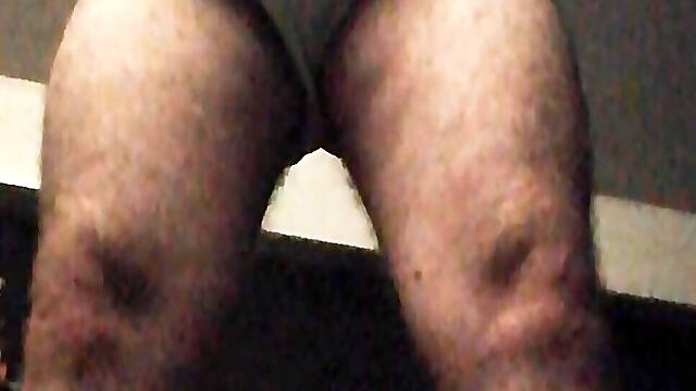 Big Hairy Daddy Bear Wanking in White Briefs and Vest