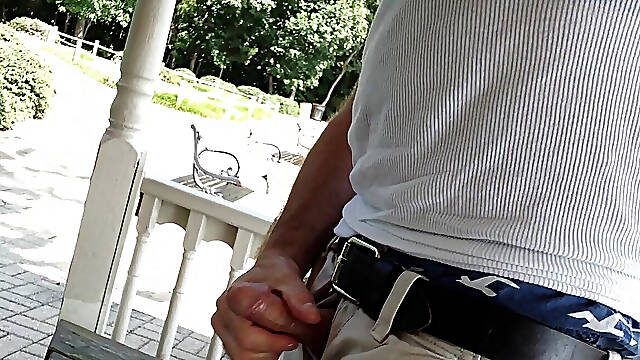 Beating off by the water in my wife beater and boxers