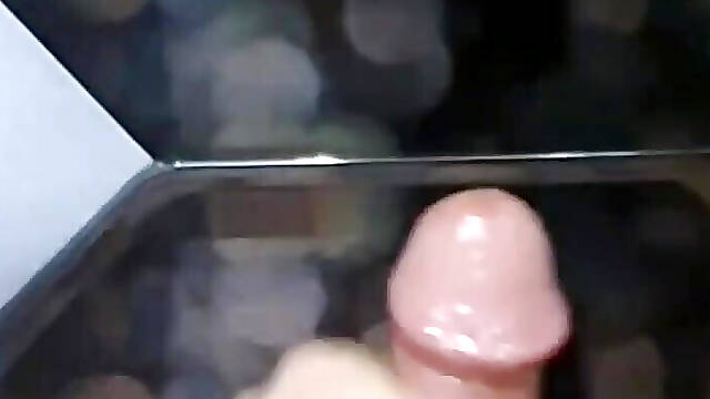 I play with my big penis in front of a mirror in the hotel in Hamburg