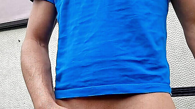 Huge cumshot of thick white cum.