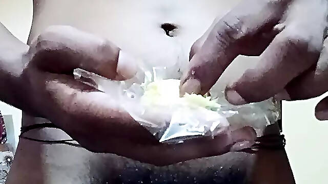 Eating cum on sweets and masturbating