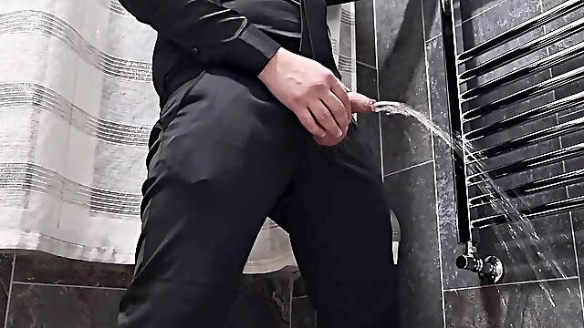 LOVES SPITTING ON HER COCK IN AN ELEGANT DRESS CUM PISS - SEXY IN ELEGANCE