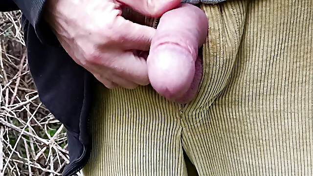 Outdoor Pissing Wearing Cords, Masturbating and Cumming in the Woods - Rockard Daddy
