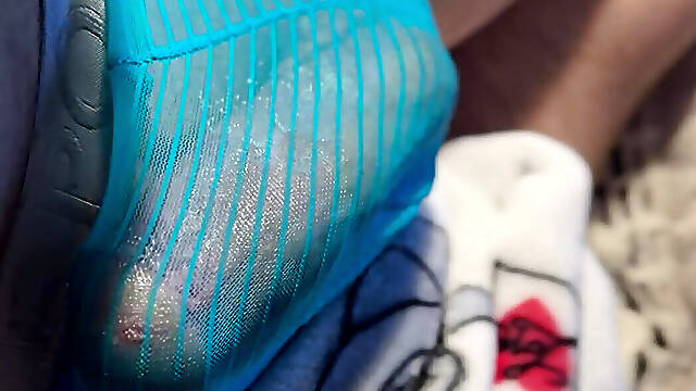 BWC in sheer underwear stroking and cumming 😈