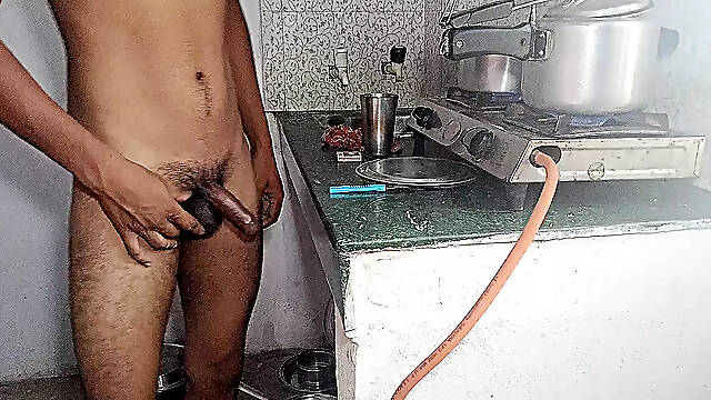 Indian Desi boy in home kitchen me masturbation
