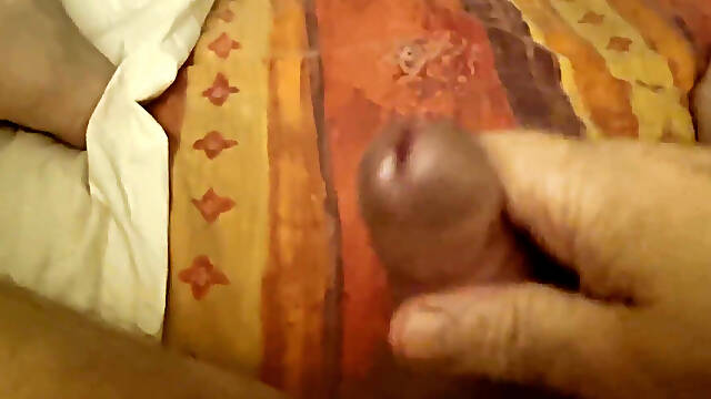 Stepdad Lies Down and Jerks His Cock Until He Comes. He Loves Playing with His Cock When I Watch.