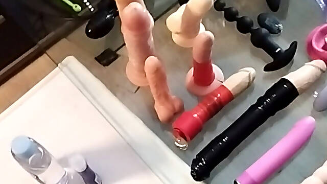 My toys and my horny oiled cock