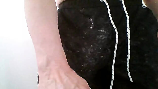 Messy cum rag wank