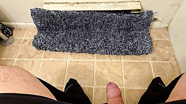 Jerking in bathroom