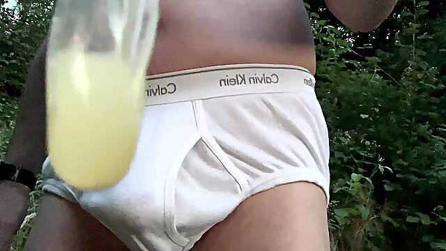 So horny getting worn underwear 🩲 and full condom from grandpa