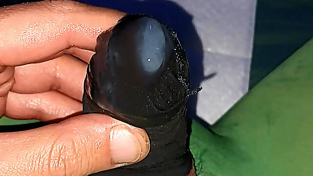 Cumshot in dark gray tights with spandex