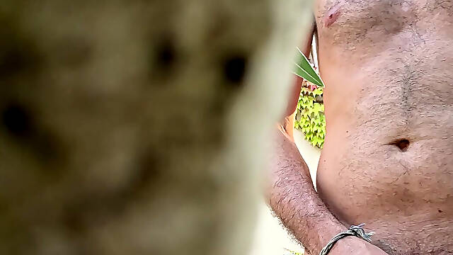 Pissing in public garden